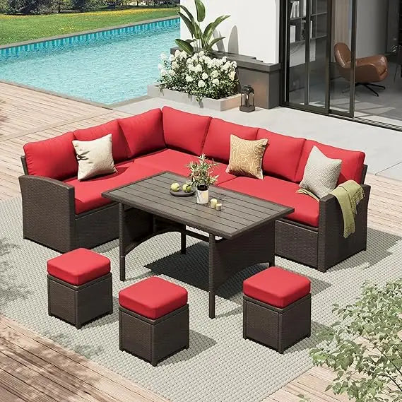 Tangxu 7 Piece Outdoor Dining Table And Chairs Set Rattan