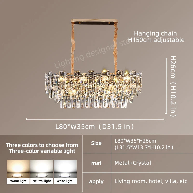 Yingxuan Loft Pendant Crystal Chandelier For Dining Room