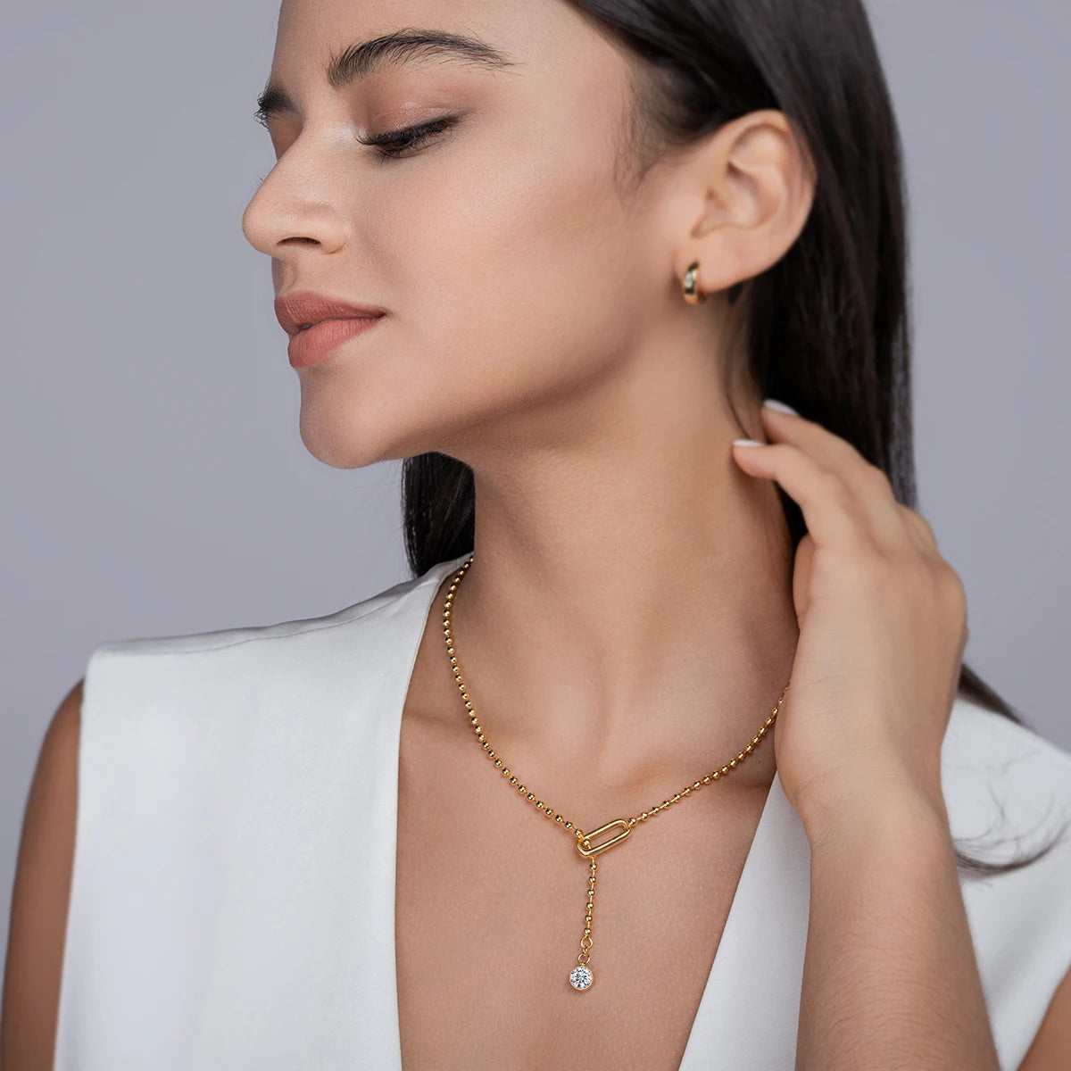 Sweet Blossoms Haven Moissanite Y Shape Necklace S925