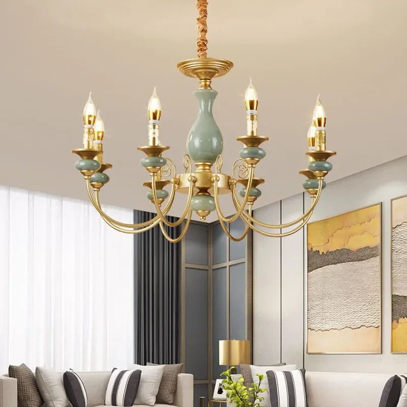 OUFULA European Candle Chandelier Led Pendent Lamp Fixture