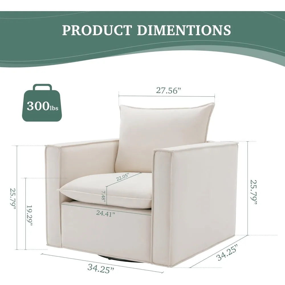 Swivel Accent Chair Upholstered Armchair For Living Room