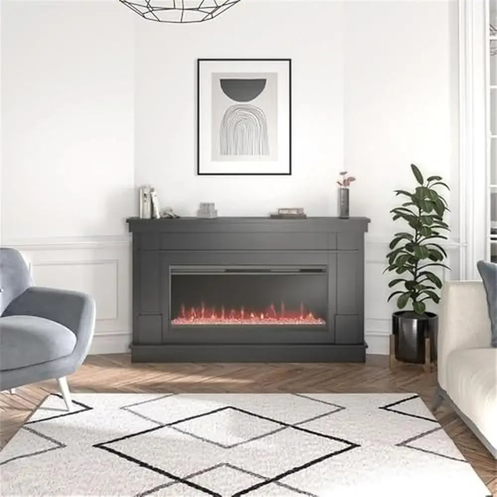 XMSJ Mantel Linear Electric Fireplace Insert Remote Timer