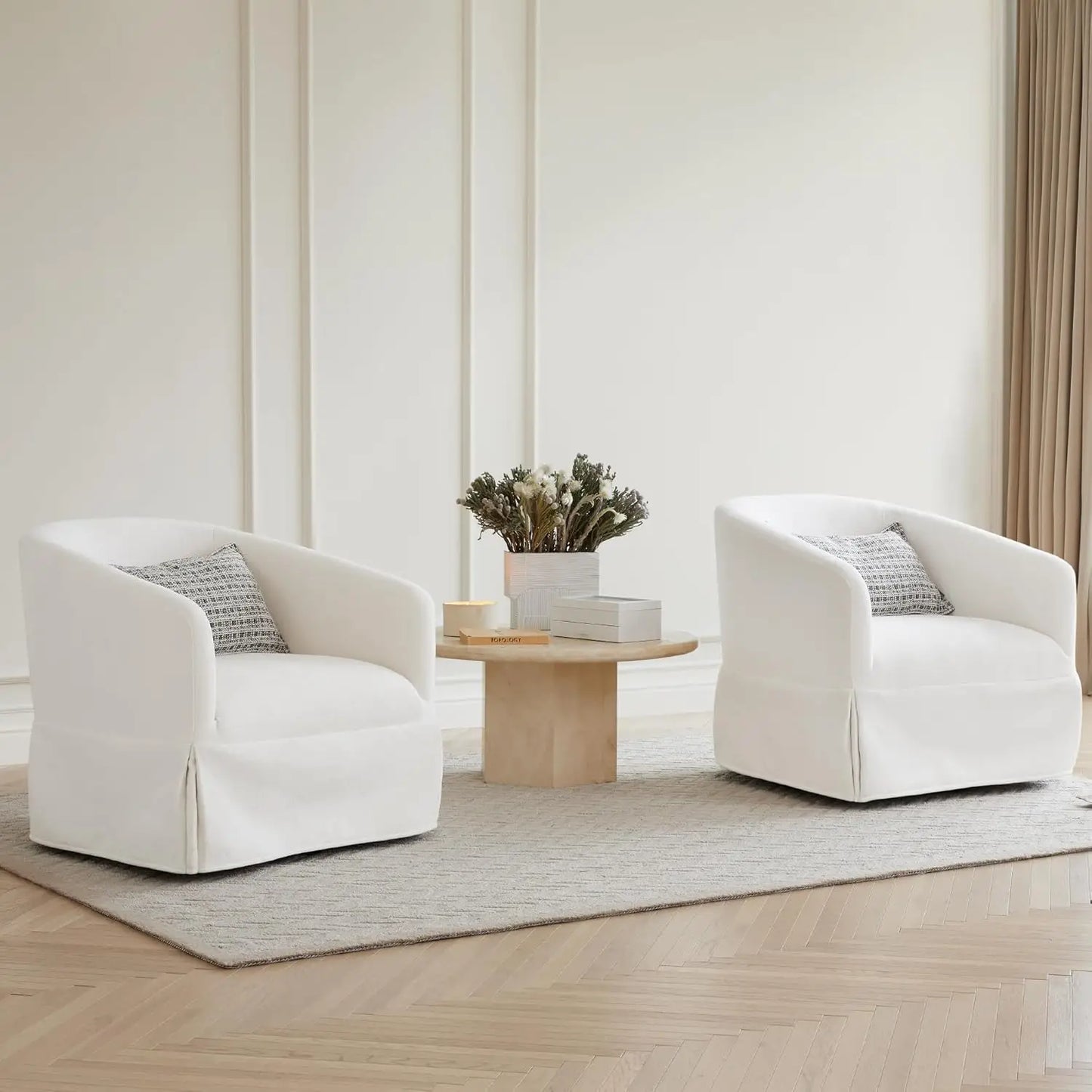 OEING Swivel Chair 360 Degree Upholstered Barrel Armchair