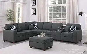 Sichuan Sectional Sofa With Movable Ottoman And Pillows