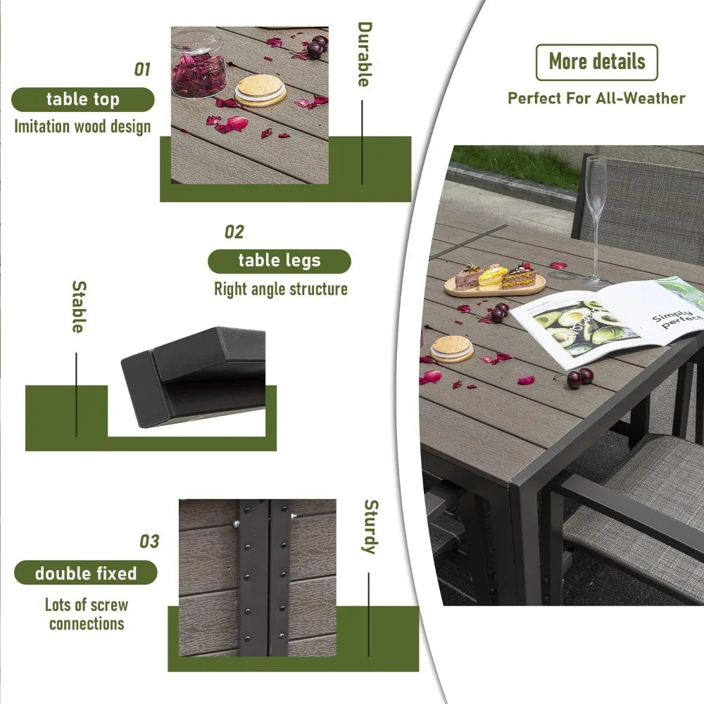 DAFIFY 7 Piece Patio Dining Set Outdoor Table Chairs