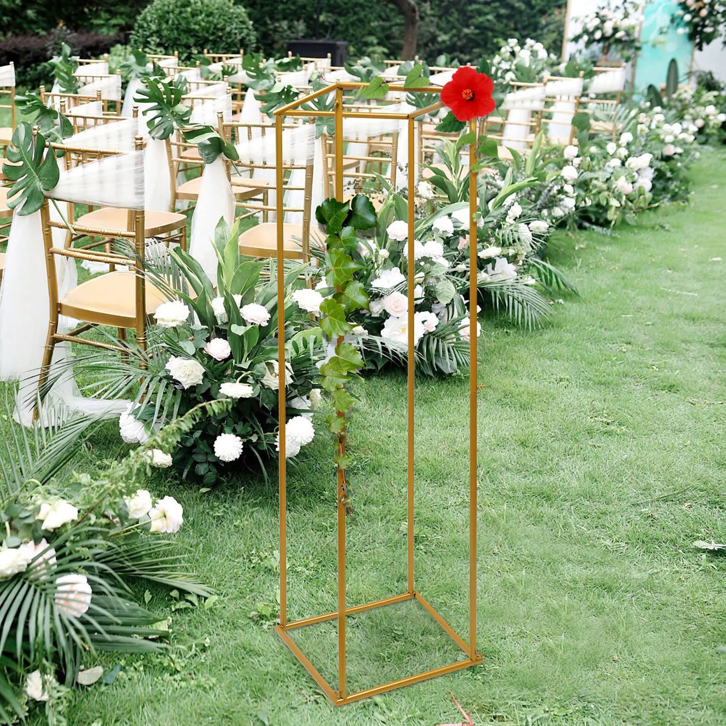 Hign Concerned Gold Metal Column Flower Stand Wedding Decor