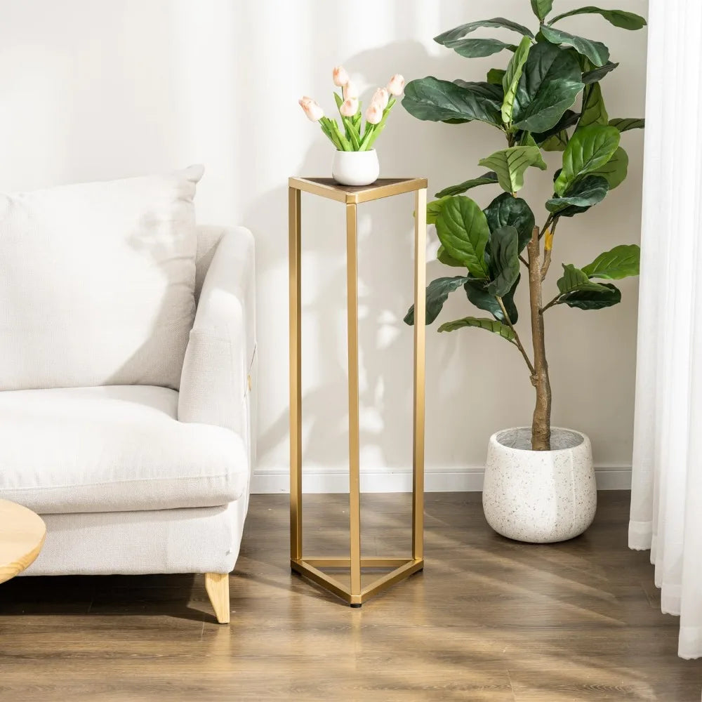 MyGift Triangular Plant Display Stand With Metal Frame