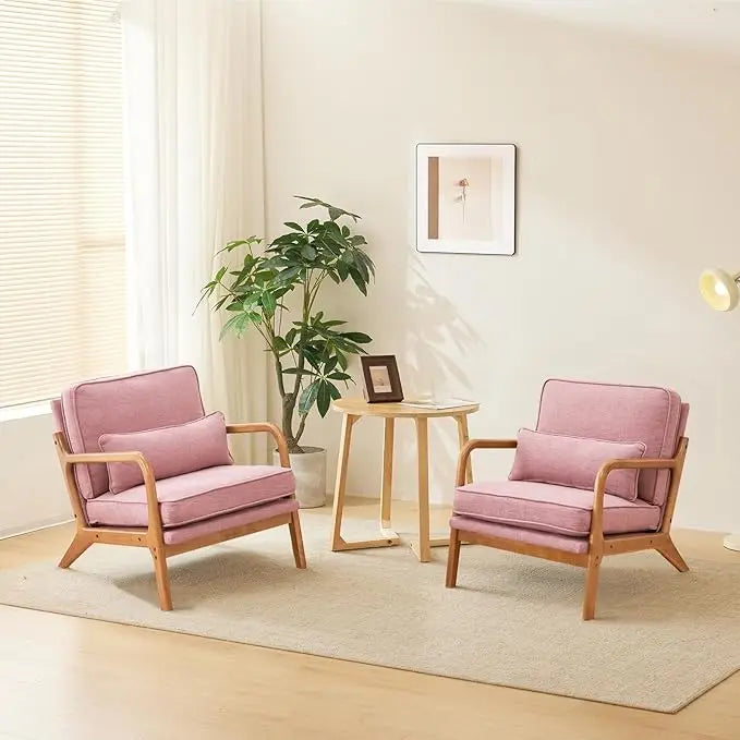 Guangbai Modern Linen Living Room Chairs Set of Two