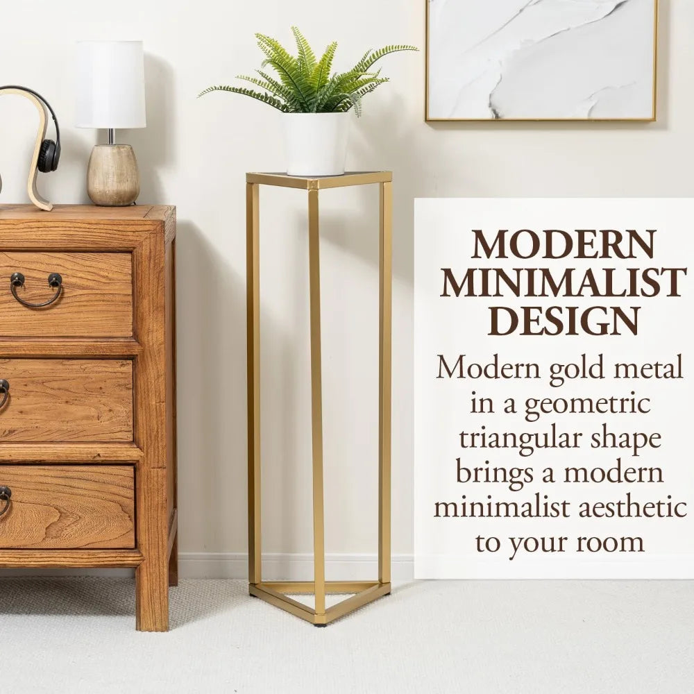 MyGift Triangular Plant Display Stand With Metal Frame