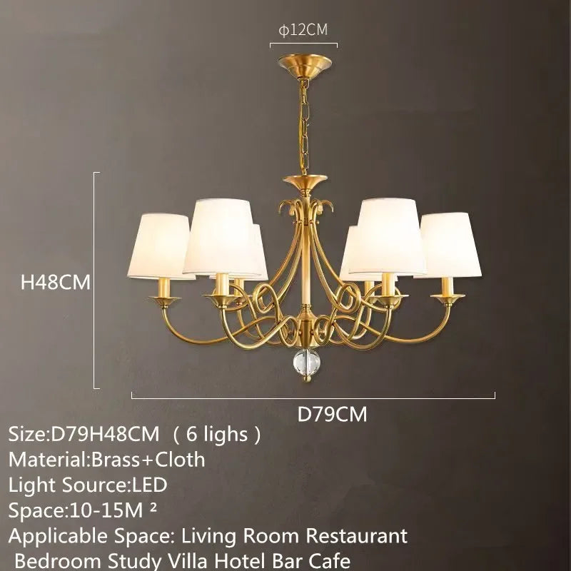 OUFULA Dorian Village Brass Chandelier LED Pendant Lamp