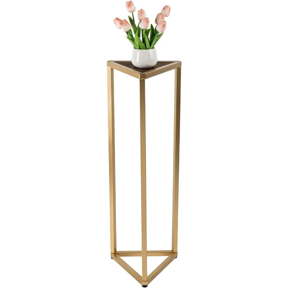 MyGift Triangular Plant Display Stand With Metal Frame