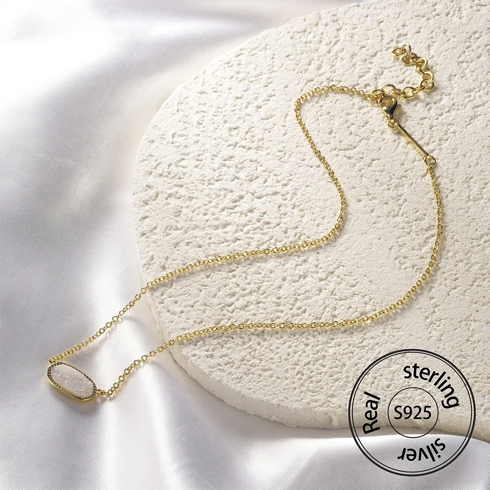 Sterling Silver 925 Crystal Pendant Necklace Chain