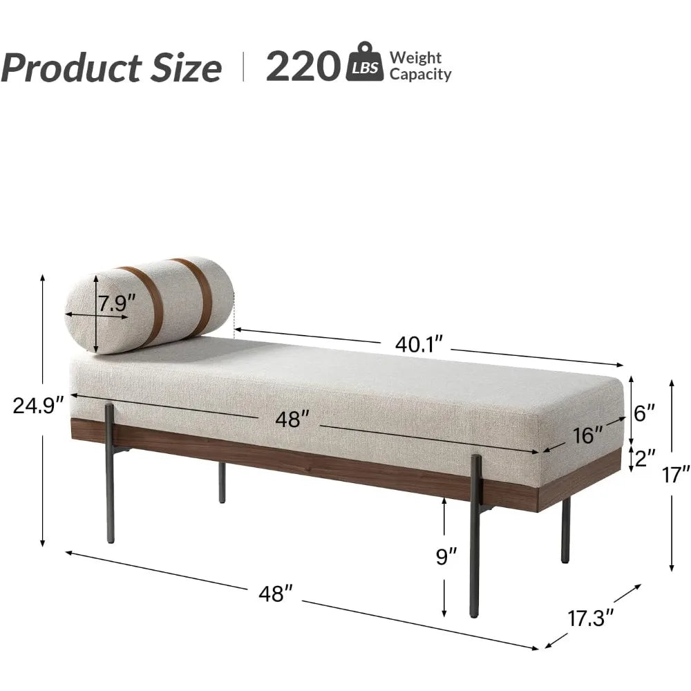 HULALA Home Upholstered Bedroom Bench Removable Pillow