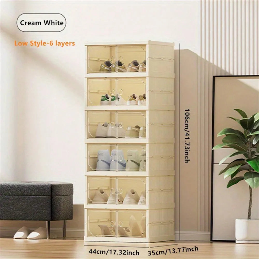 Hign-concerned Folding Shoe Rack Organizer Magnetic Door