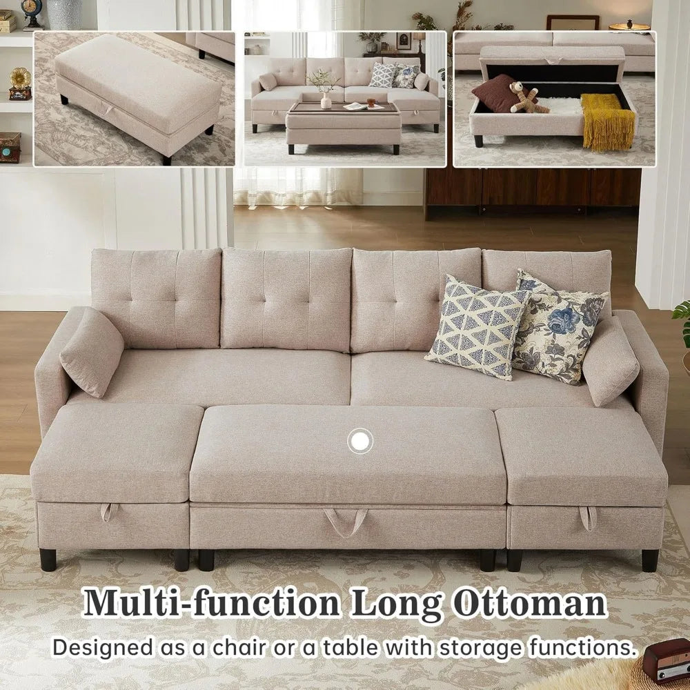 TANGXU Convertible Sectional Sofa Ottoman Coffee Table