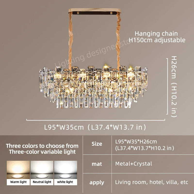 Yingxuan Loft Pendant Crystal Chandelier For Dining Room