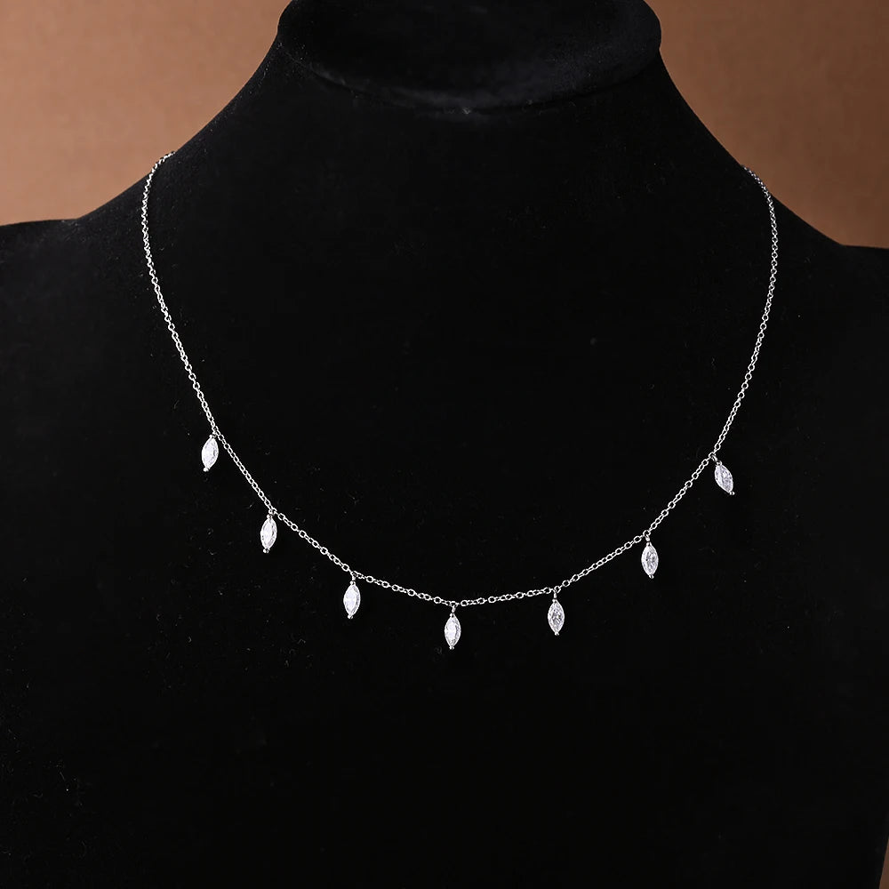 KUTPFC Moissanite Marquise Necklace 0.3ct 925 Silver