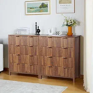 Ticify Fluted Double Dresser With Six Drawers Modern Chest