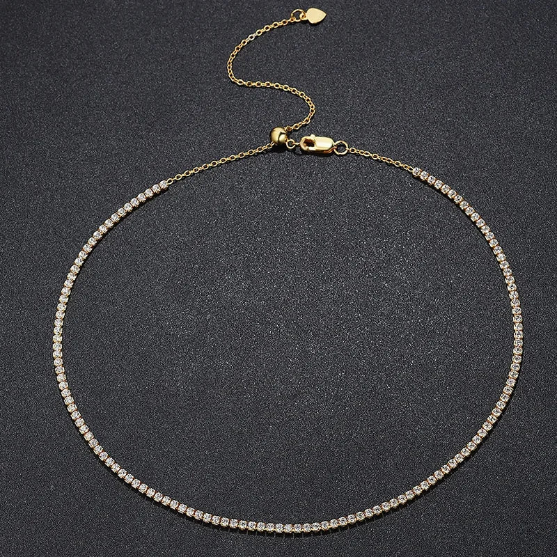 ROBUKFC Moissanite Tennis Necklace Sterling Silver Plated
