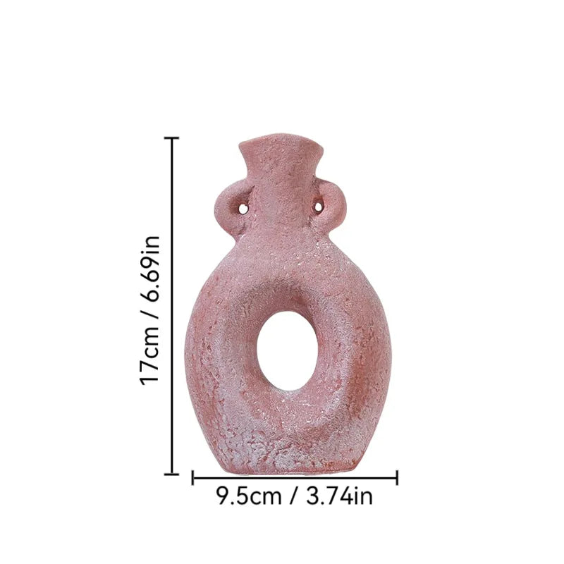 Function Retro Ceramic Vase Hand Made Grain Pottery Decor