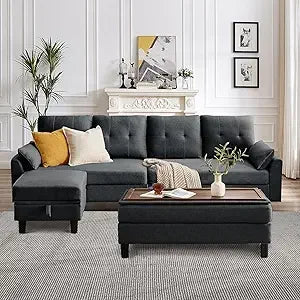 TANGXU Convertible Sectional Sofa Ottoman Coffee Table