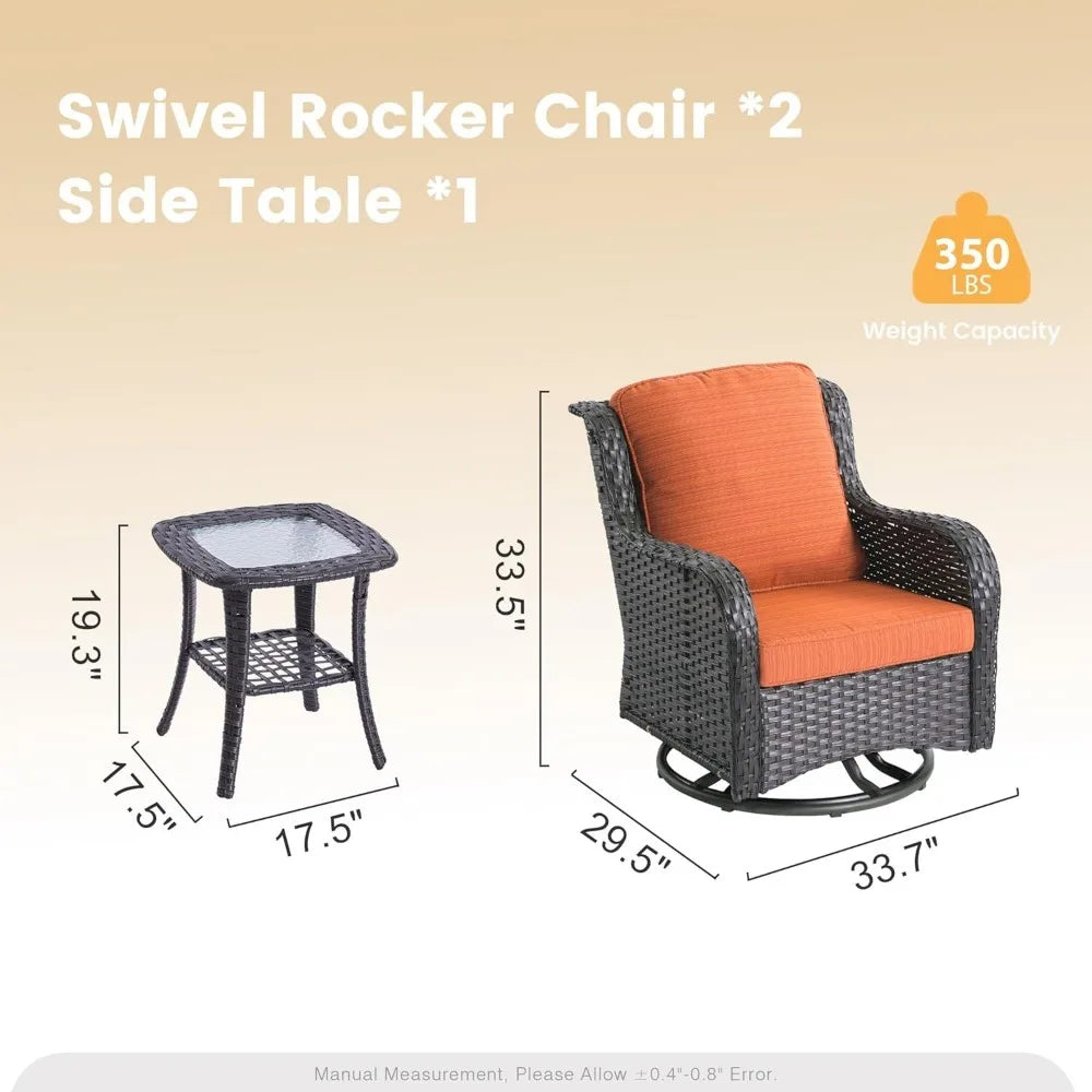 Angduo Outdoor Swivel Rocker Chair Set Of 2 Wicker Glider
