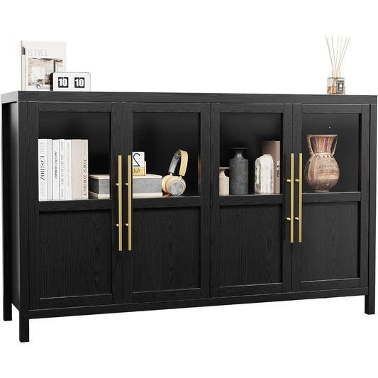 Guangbai Sideboard Buffet Cabinet Glass Doors Farmhouse