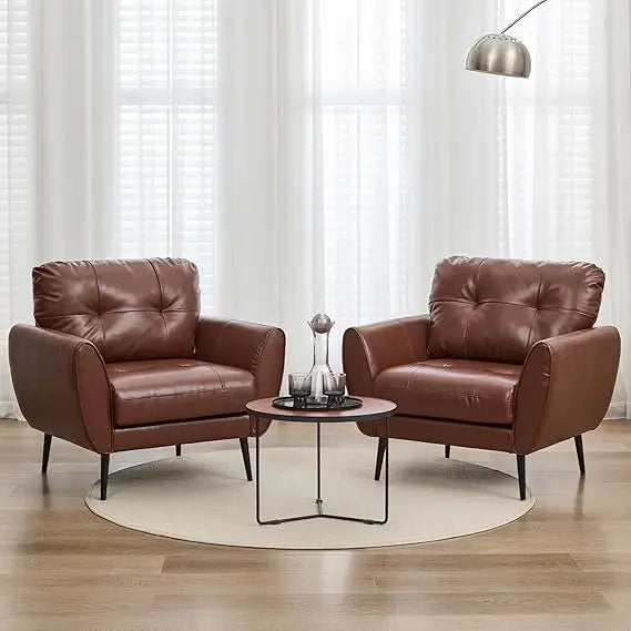 Zhiyong Accent Chairs Set of 2 Faux Leather Tufted Modern
