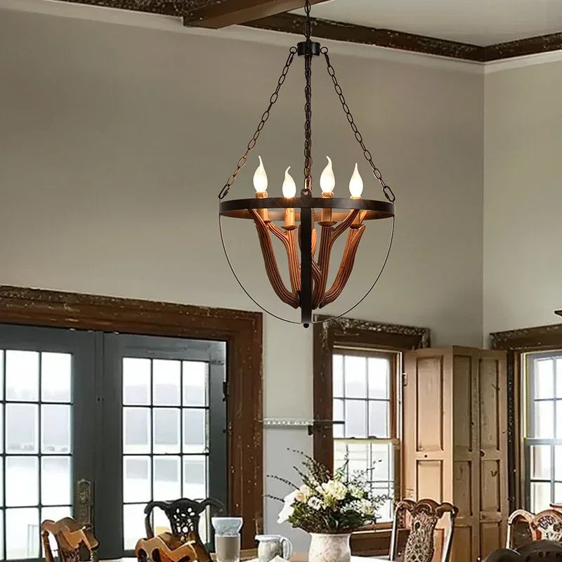 OUFU Deer Horn Pendant Lamp Rustic Industrial Chandelier