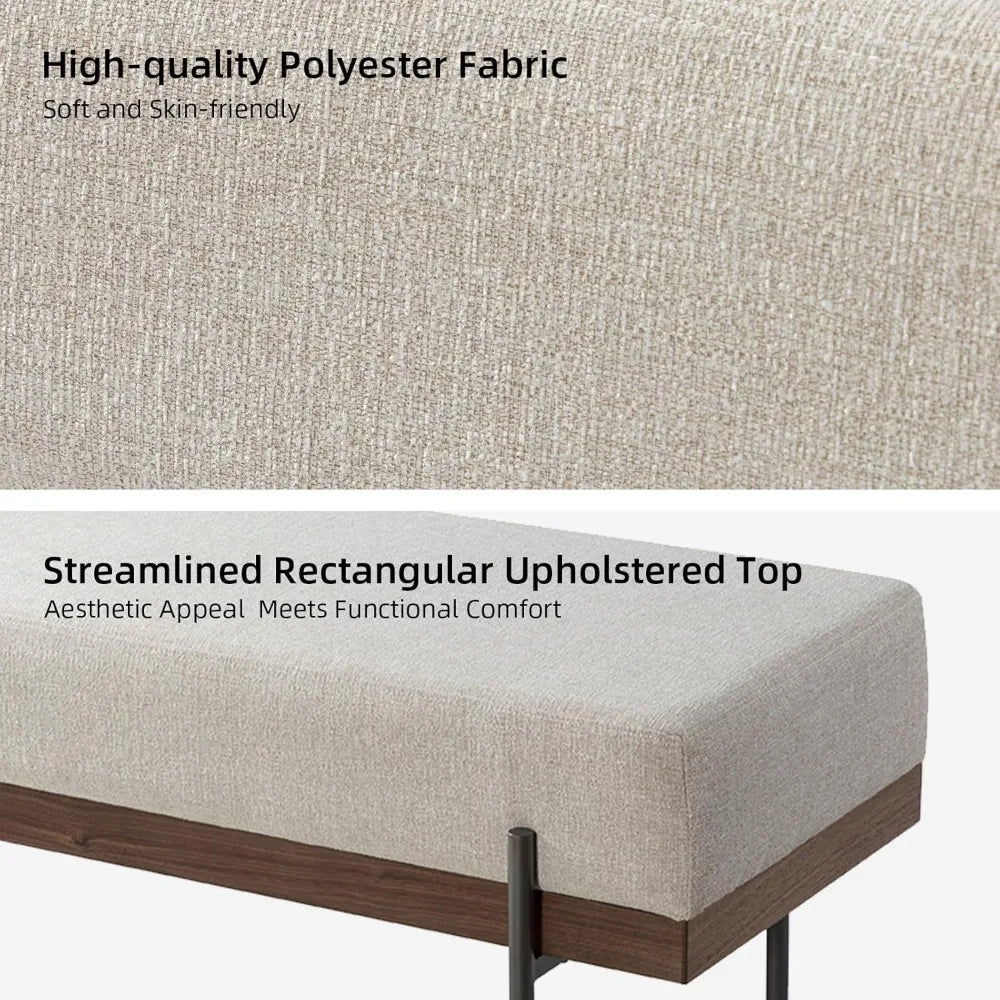 HULALA Home Upholstered Bedroom Bench Removable Pillow