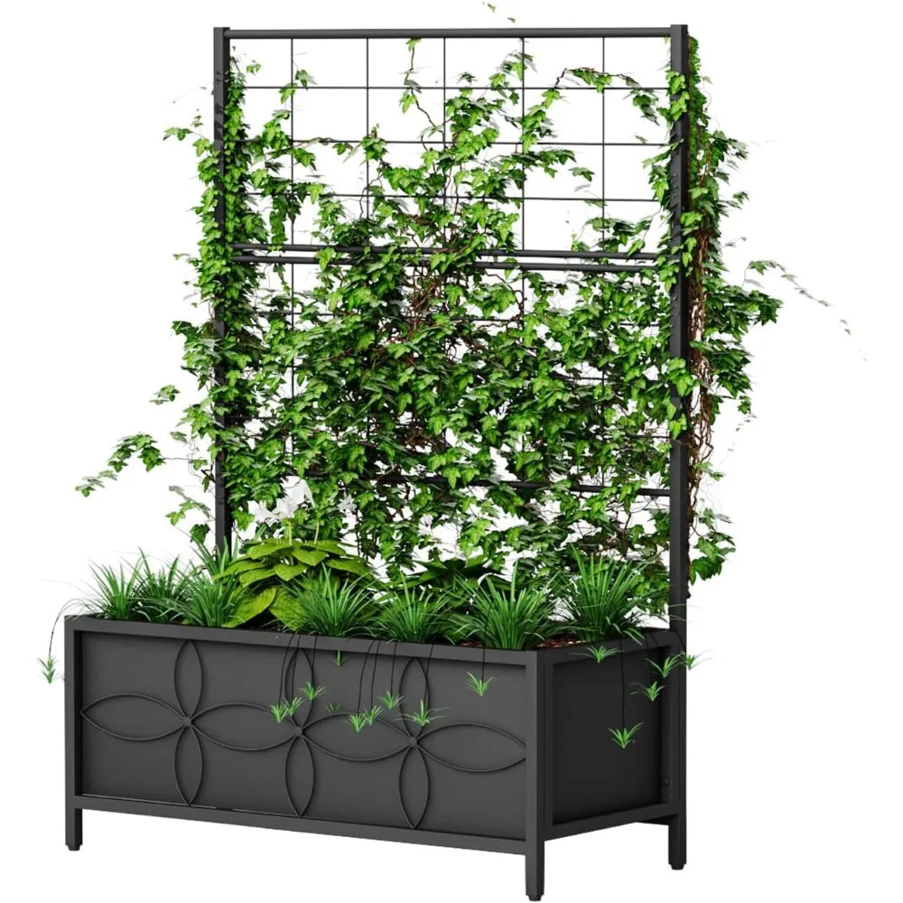 Sturdy Raised Garden Bed with Trellis (15.75 x 35.43 x 48.8 in) for Vegetables Flower, Planter Box for Backyard Patio Balcony