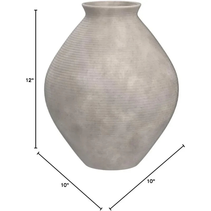Ashley Hannela 12" Modern Distressed Polyresin Vase, Antique