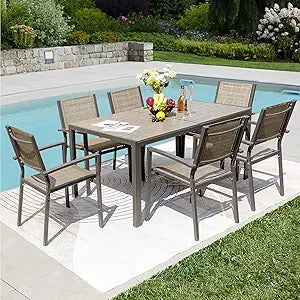 DAFIFY 7 Piece Patio Dining Set Outdoor Table Chairs