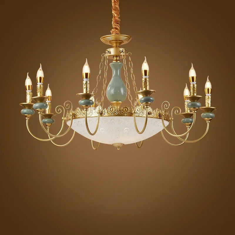 OUFULA European Candle Chandelier Led Pendent Lamp Fixture