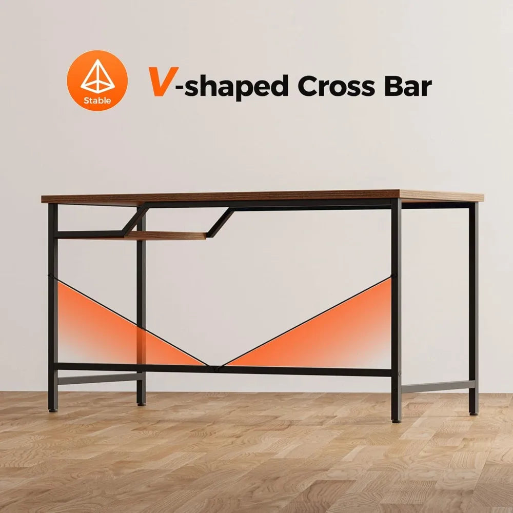 Computer Desk 48inch, Gaming Desk for Small Spaces, Modern Simple Style Table for Home Office, Study Student Writing Table (Rust