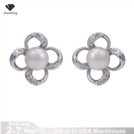 Natural Freshwater Pearl 925 Sterling Silver High Jewelry Set Twisted Geometric Stud Earring Pendant Necklace for Women US Stock