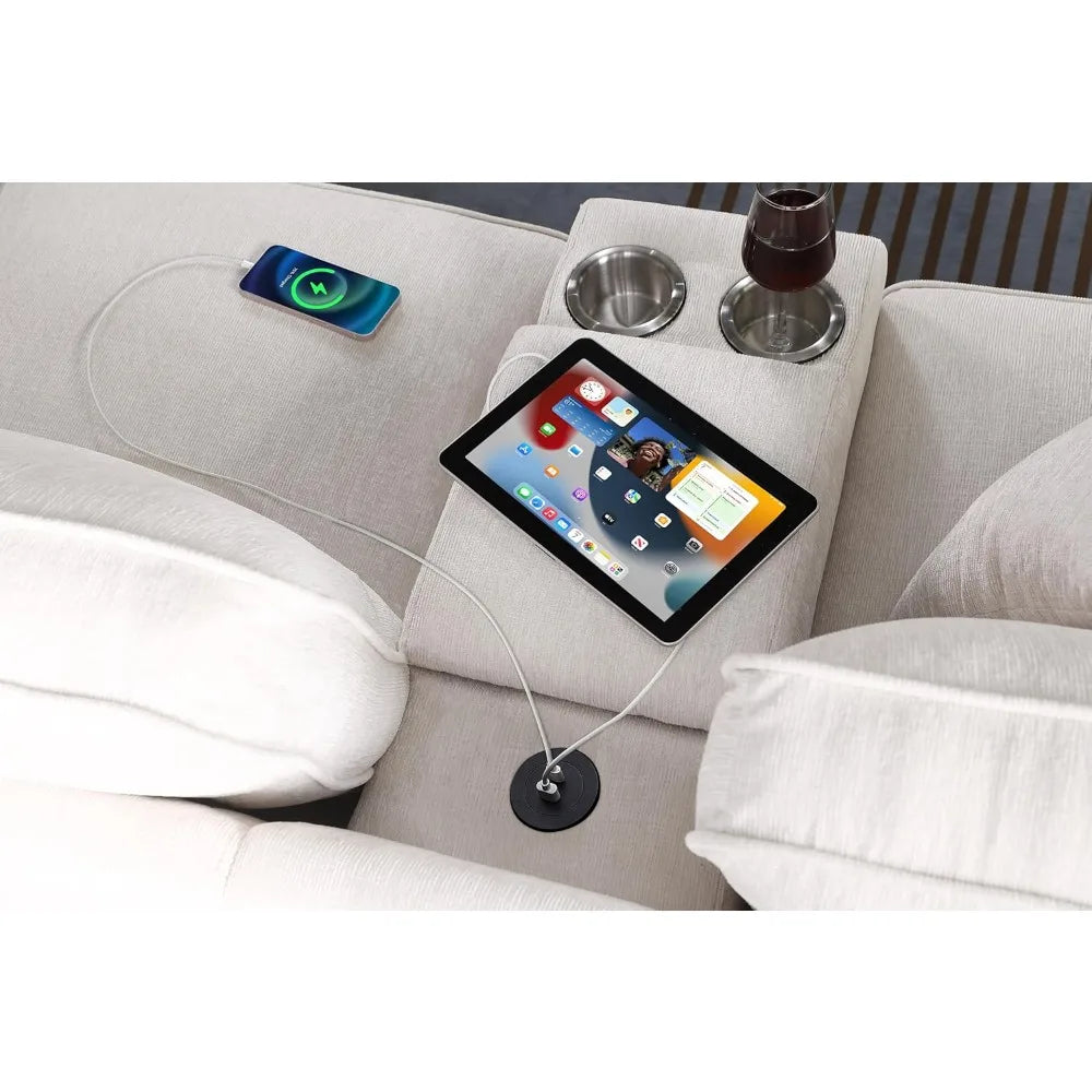 Sichuan Sectional Sofa With Movable Ottoman And Pillows