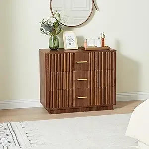 Ticify Fluted Double Dresser With Six Drawers Modern Chest
