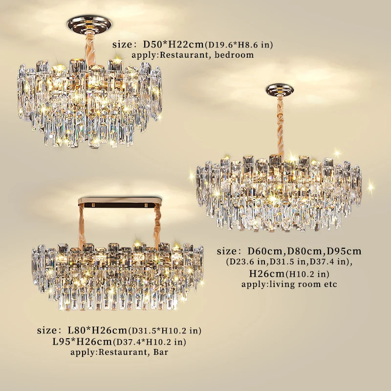 Yingxuan Loft Pendant Crystal Chandelier For Dining Room