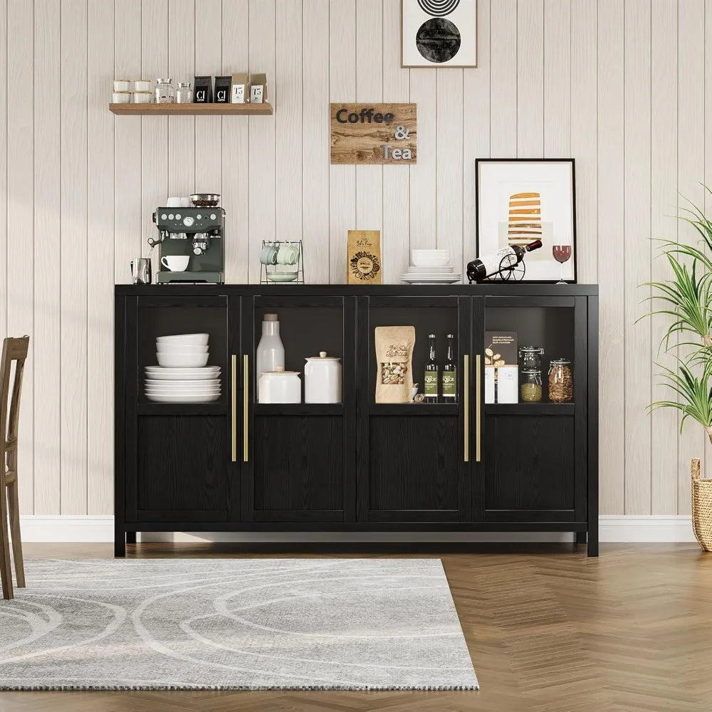 Guangbai Sideboard Buffet Cabinet Glass Doors Farmhouse