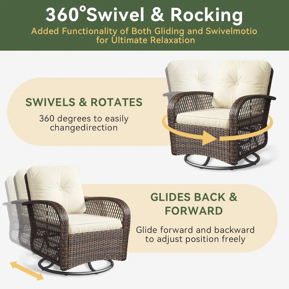 MKDK 3 Piece Patio Furniture Set Wicker Outdoor Bistro