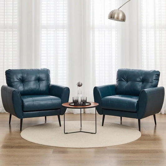 Zhiyong Accent Chairs Set of 2 Faux Leather Tufted Modern