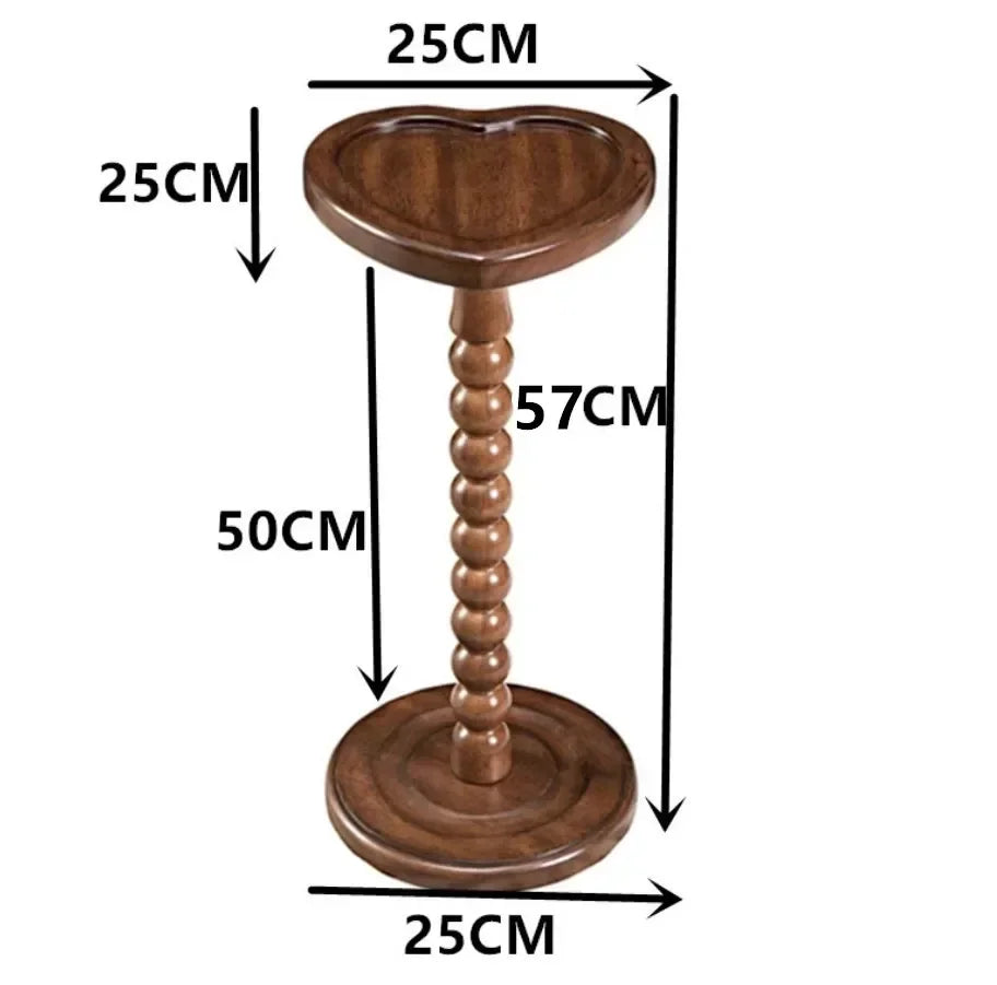 Rubberwood Oval Wine Table Mid-Century Coffee Table Heart-Shaped Bedside Stand Simple Sofa Side Living Room Furniture