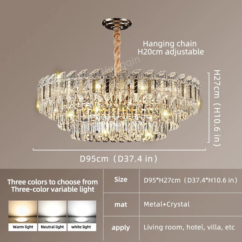 Yingxuan Crystal Pendant Light Chandelier for Living Room
