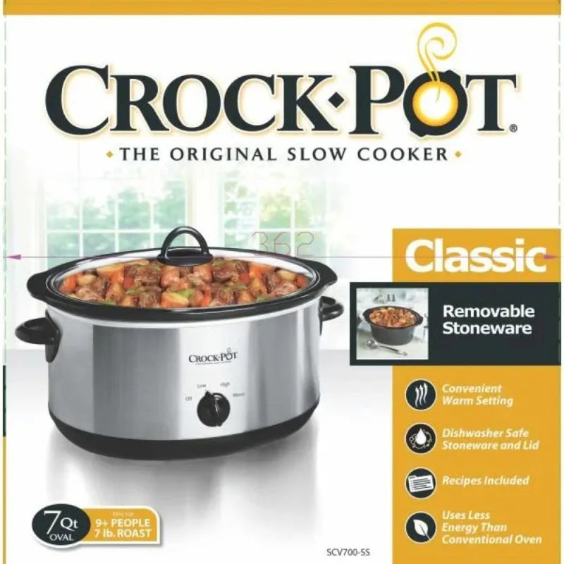Crockpot™ 7-Quart Slow Cooker, Manual, Stainless Steel