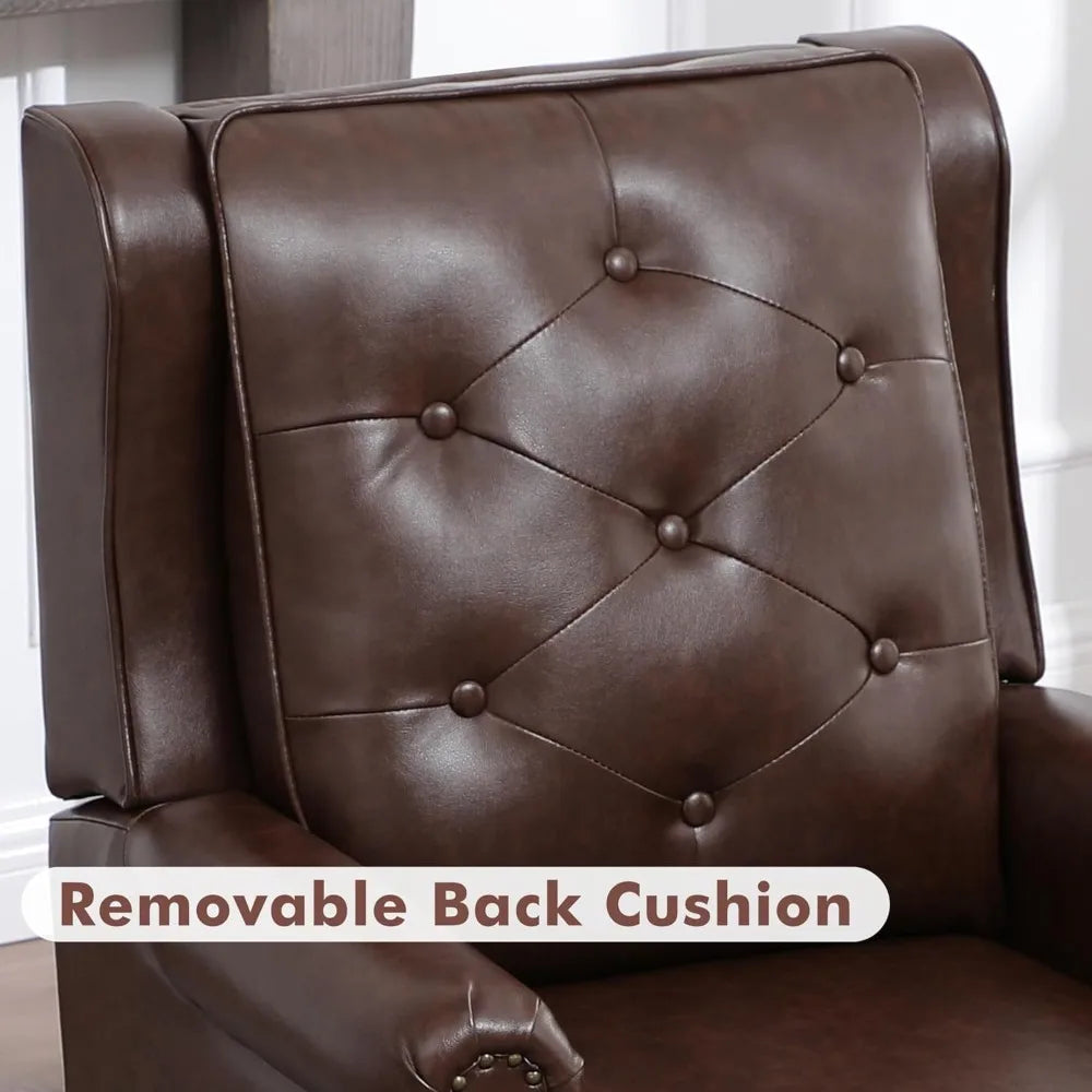 Color Wingback Leather Armchair Modern Accent Chair