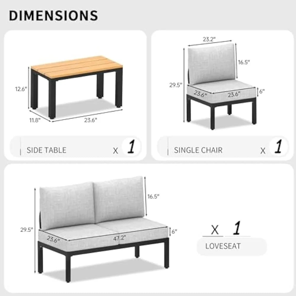 MKDKH Patio Conversation Set Outdoor Sectional Cushions