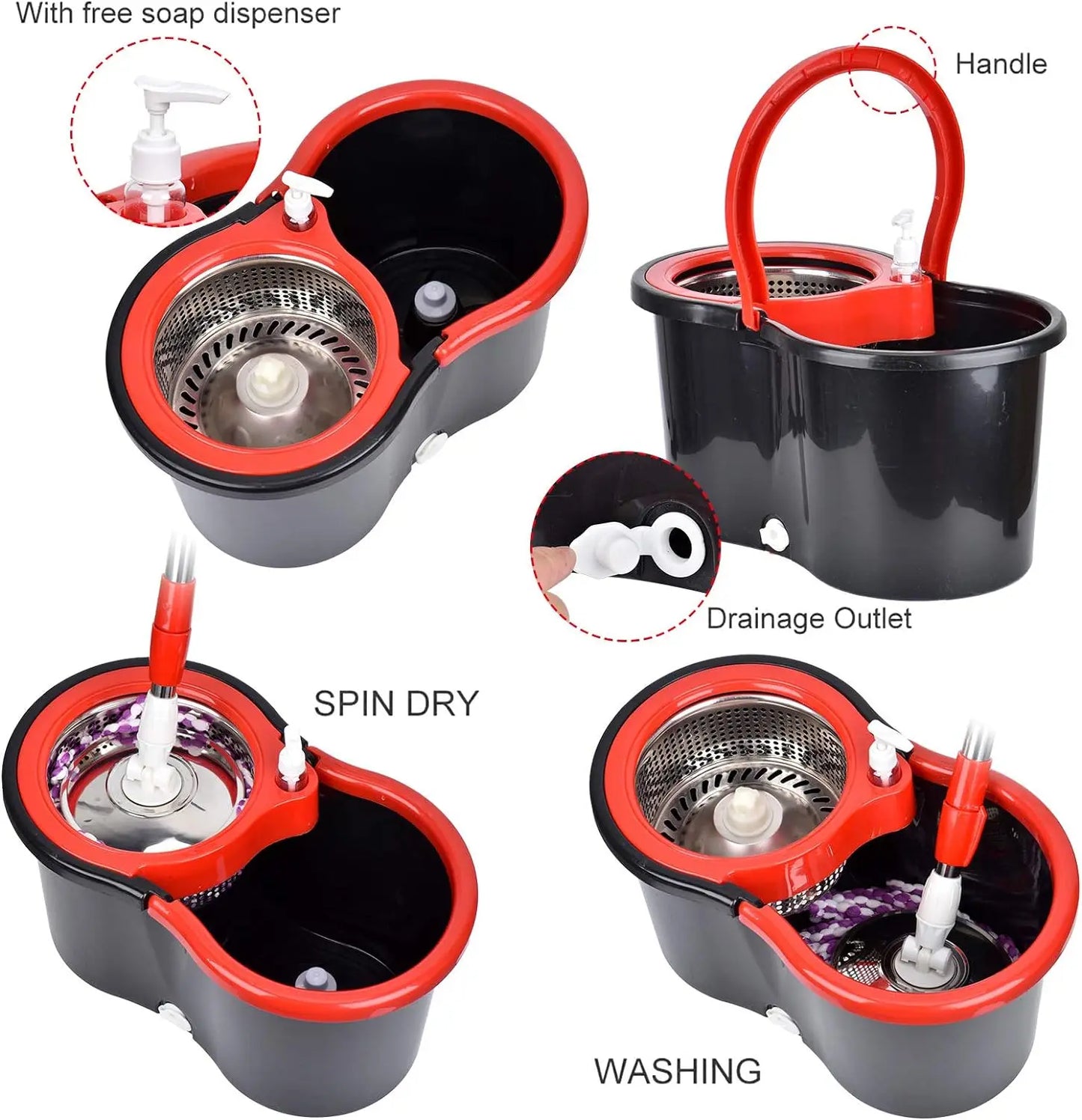 Zhejiang 360 Degree Spin Mop Bucket Set Microfiber Heads