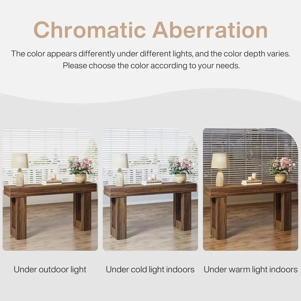 Farmhouse Console Table 63 Inch Long Narrow Sofa Table Behind The Couch Wooden Rectangular Entryway Table for Entrance