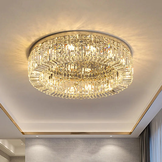 BleakNight Crystal Glass Round Ceiling Chandelier Modern Led